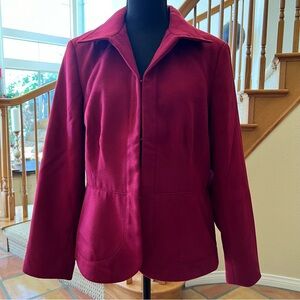 Chicos Womens Jacket Size 2 Red Button Front Long Sleeve Casual Blazer